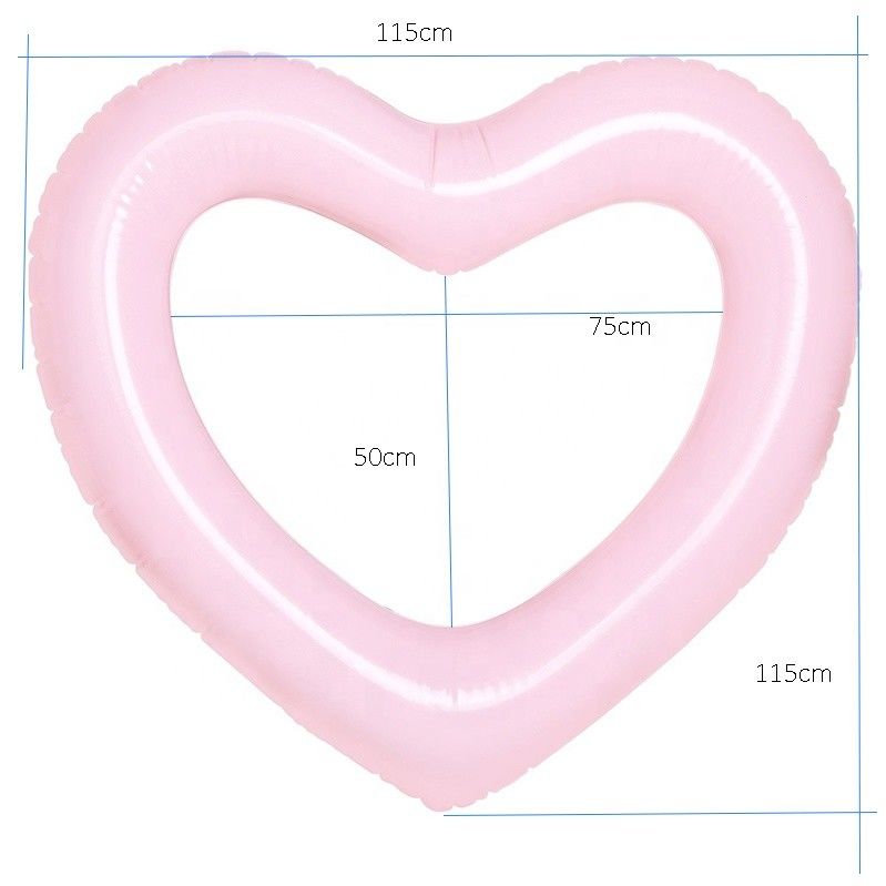 성인 수영장 플로트 해변 반지 115 × 115cm 분홍색 심장 모양의 펌플 수영장